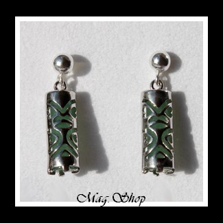 Chance Boucles Tikis Adventurine Argent Rhodié 925  MAG.SHOP