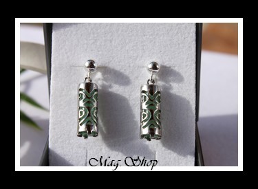 Chance Boucles Tikis Adventurine Argent Rhodié 925  MAG.SHOP