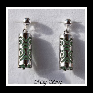 Chance Boucles Tikis Adventurine Argent Rhodié 925  MAG.SHOP