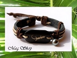Bracelet Margouillat Coconut Perle Ronde de Tahiti 8.70mm/C Gris / Taille Réglable (photos contractuelles)