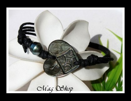 Coeur Maori Bracelet Lagon Nacre & Perle de Tahiti MAG.SHOP