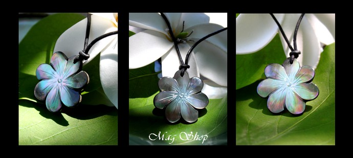 COLLIER DES MARQUISES FLEUR DE TIARE NACRE DE TAHITI REFLETS CLAIRS MAG.SHOP TAHITI PERLES (2)