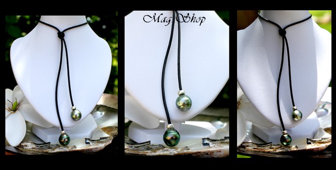 COLLIER HIVA OA  2 PERLES CERCLEES DE TAHITI MAG.SHOP