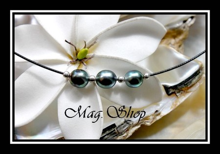 Collier Maeva 3 Perles Baroques de Tahiti MAG.SHOP TAHITI