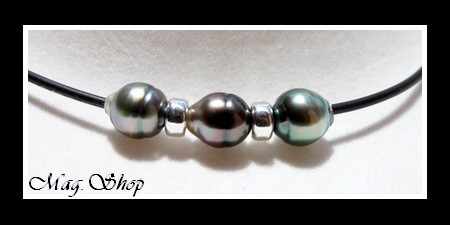 Collier Moana 3 Perles Cerclées de Tahiti MAG.SHOP