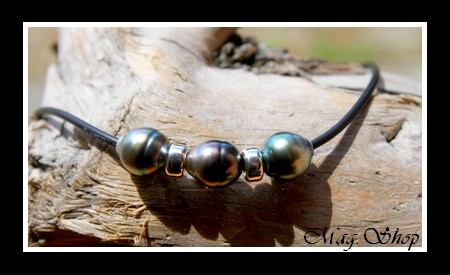 Collier Moana 3 Perles Cerclées de Tahiti MAG.SHOP