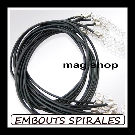 Colliers Cordon Cuir ou Caoutchouc  Embouts Spirales MAG.SHOP