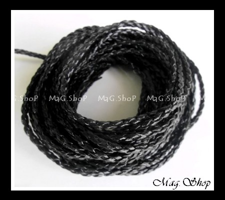 Cuir Tressé 3mm  Noir  Le Mètre MAG.SHOP