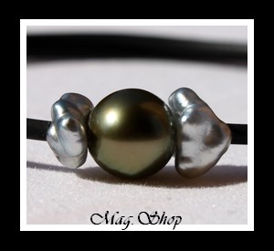 Fateata Bracelet Perle Ronde de Tahiti & 2 Perles Keishis MAG.SHOP