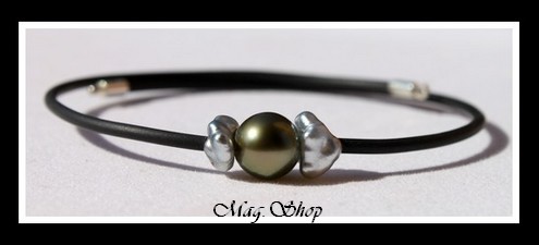 Fateata Bracelet Perle Ronde de Tahiti & 2 Perles Keishis MAG.SHOP