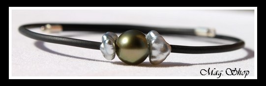 Fateata Bracelet Perle Ronde de Tahiti & 2 Perles Keishis MAG.SHOP