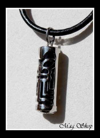 Fenua Collection Collier Tiki MOD2 Onyx Véritable H3cm  Argent Rhodié 925 MAG.SHOP