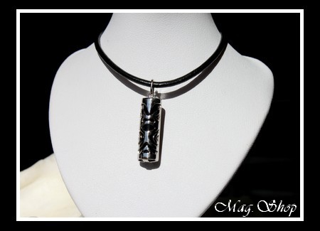 Fenua Collection Collier Tiki MOD3 Onyx Véritable H3cm  Argent Rhodié 925 MAG.SHOP