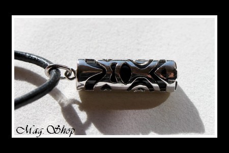 Fenua Collection Collier Tiki MOD3 Onyx Véritable H3cm  Argent Rhodié 925 MAG.SHOP