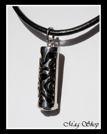 Fenua Collection Collier Tiki MOD3 Onyx Véritable H3cm  Argent Rhodié 925 MAG.SHOP