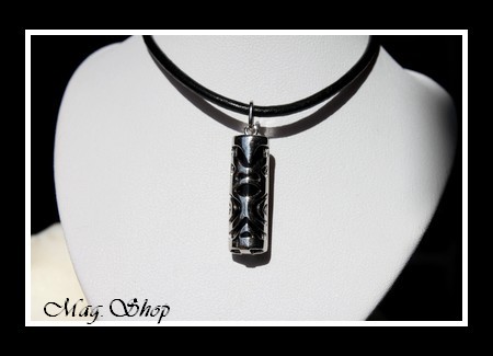 Fenua Collection Collier Tiki MOD3 Onyx Véritable H3cm  Argent Rhodié 925 MAG.SHOP