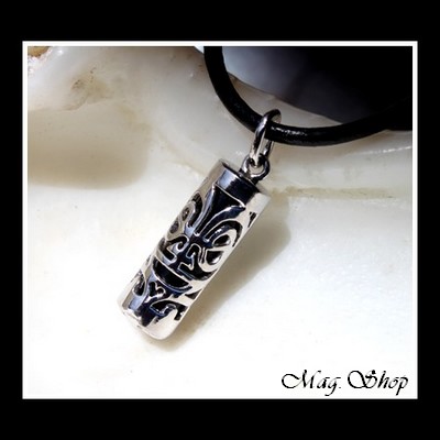 Fenua Collection Collier Tiki Marquisien Argent Rhodié 925 Onyx Véritable MAG.SHOP