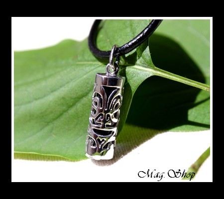 Fenua Collection Collier Tiki Marquisien Argent Rhodié 925 Onyx Véritable MAG.SHOP