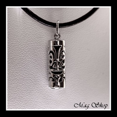 Fenua Collection Collier Tiki Marquisien Argent Rhodié 925 Onyx Véritable MAG.SHOP
