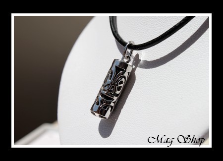 Fenua Collection Collier Tiki Marquisien Argent Rhodié 925 Onyx Véritable MAG.SHOP MOD1
