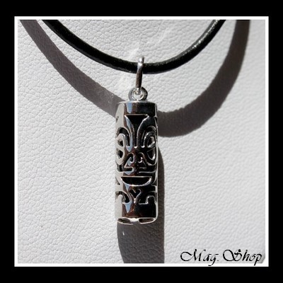 Fenua Collection Collier Tiki Marquisien Argent Rhodié 925 Onyx Véritable MAG.SHOP MOD1