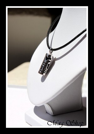 Fenua Collection Collier Tiki Marquisien Argent Rhodié 925 Onyx Véritable MAG.SHOP MOD2