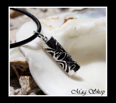 Fenua Collection Collier Tiki Marquisien Argent Rhodié 925 Onyx Véritable MAG.SHOP TAHITI