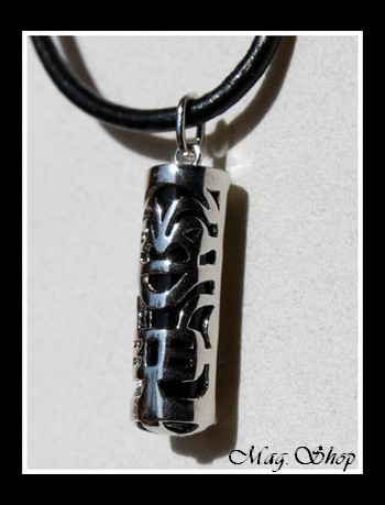Fenua Collection Collier Tiki Onyx Véritable H3cm  Argent Rhodié 925 MAG.SHOP