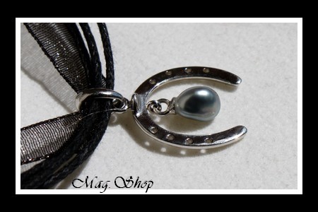 Fer à Cheval Argent Rhodié 925 Collier Perle Keishi de Tahiti MAG.SHOP