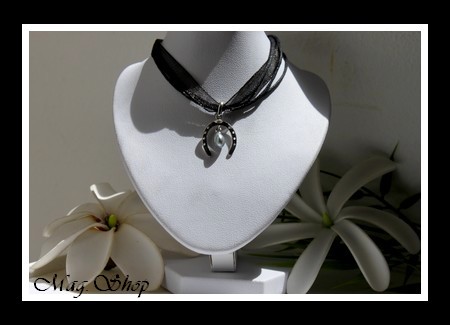 Fer à Cheval Argent Rhodié 925 Collier Perle Keishi de Tahiti MAG.SHOP