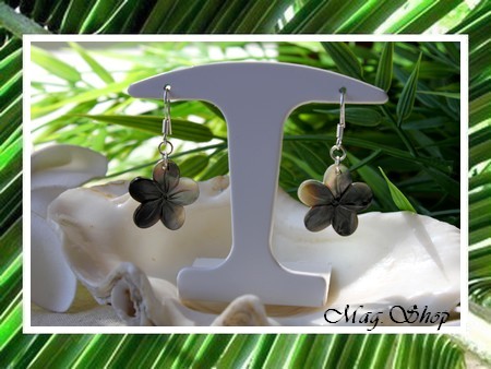 Fleurs Collection  Boucles d`Oreilles Tavana Fleurs Hibiscus Petit modèle Nacre de Tahiti 2cm  Argent 925 (0.26g) MAG.SHOP