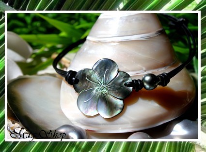 Fleurs Collection -Bracelet Lagon Hibiscus Nacre 3cm & Perle de Tahiti MAG.SHOP