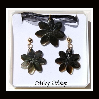 Fleurs de Tiaré Parure Tekava Collier & Boucles D`Oreilles MAG.SHOP