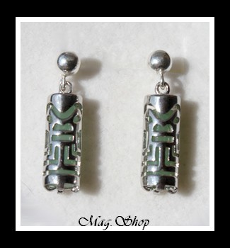 Force Boucles Tikis Adventurine  Argent Rhodié 925 MAG.SHOP TAHITI