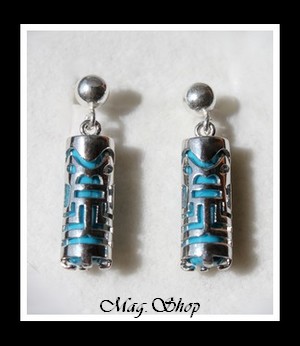 Force Boucles Tikis Tuquoise  Argent Rhodié 925 MAG.SHOP TAHITI