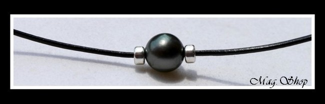 Gambiers Colliet Perle Ronde de Tahiti reflets Gris Verts Foncés MAG.SHOP