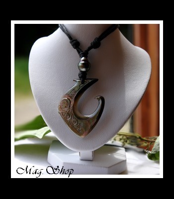 Hameçon Teano Tiki Collier Nacre & Perle de Tahiti MAG.SHOP