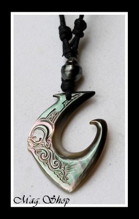 Hameçon Teano Tiki Collier Nacre & Perle de Tahiti MAG.SHOP