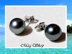Silver Sea Collection / Boucles d'Oreilles Hinaiti Perles Semi-Baroques de Tahiti 10.40mm/C Gris/Bleus / Argent Rhodié 925 (0.43g) (photos non contractuelles)Hinaiti