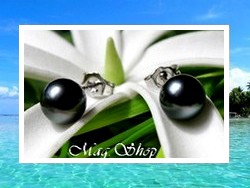 Silver Sea Collection / Boucles d'Oreilles Hinaiti Perles Rondes de Tahiti 8.80mm/AB Gris/Verts Foncés/ Argent Rhodié 925 (0.43g) (photos non contractuelles)