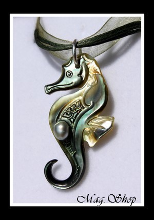 Hippocampe Collier Nacre & Perle Keishi de Tahiti Modèle 14 MAG.SHOP