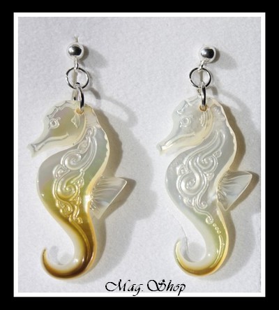 Hippocampes Vagues Boucles D`Oreilles Argent 925 Nacres de Tahiti MAG.SHOP