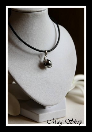 Hitia`a Margouillat Argent Rhodié 925 Collier Perle Cerclée de Tahiti Gris Foncés MAG.SHOP