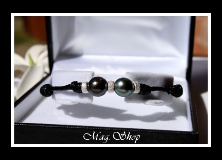 Hitiaa Bracelet Surfeur Toi & Moi 2 Perles de Tahiti MAG.SHOP