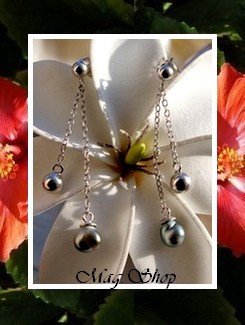 KEISHIS Collection / Boucles d'Oreilles Hiva Oa' Argent Rhodié 925 (1.45g) 2 Perles Keishis 6mm/A de Tahiti Formes Baroques Reflets Gris (photos non contractuelles)