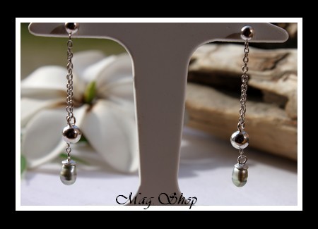 Hiva Oa` Boucles Argent Rhodié 925 Perles Keishis de Tahiti Modèle 3 MAG.SHOP