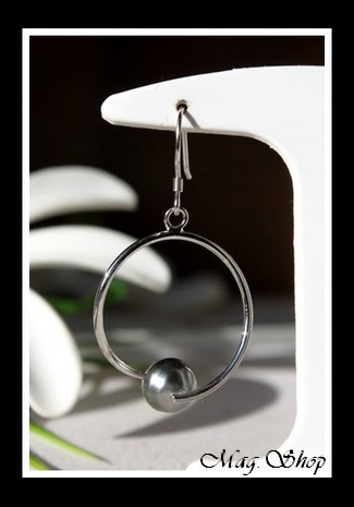 Huahine Boucles d`Oreilles Argent Rhodié  925 Perles Cerclées de Tahiti MAG.HOP