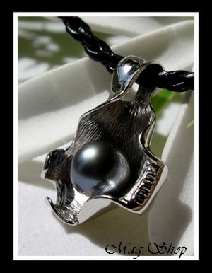 Huître Argent Rhodié 925 Collier Perle Ronde de Tahiti MAG.SHOP