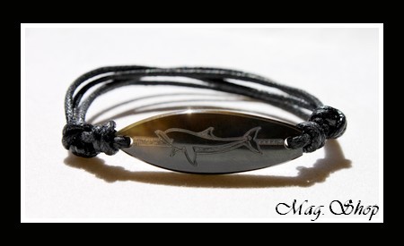 Iles Collection  Bracelet Planche de Surf Dauphin Marquisien Nacre de TAHITI H3.5cm Reflets Foncés MAG.SHOP