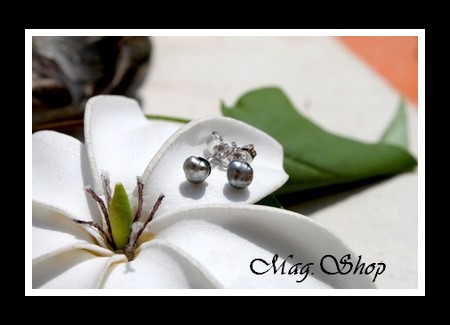 Kamaka Boucles D`Oreilles Argent Rhodié 925 Perles Keishis Baroques de Tahiti MAG.SHOP